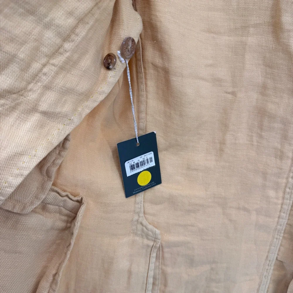 Robert Talbott Mens 100% Linen Unstructured Blazer Butter Yellow 3-Button Size M
